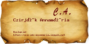 Czirják Annamária névjegykártya